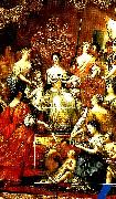 unknow artist med ankedrottningen vid ett symboliskt riksroder styrs sverige i ehrenstrahls allegoriska malning Spain oil painting artist